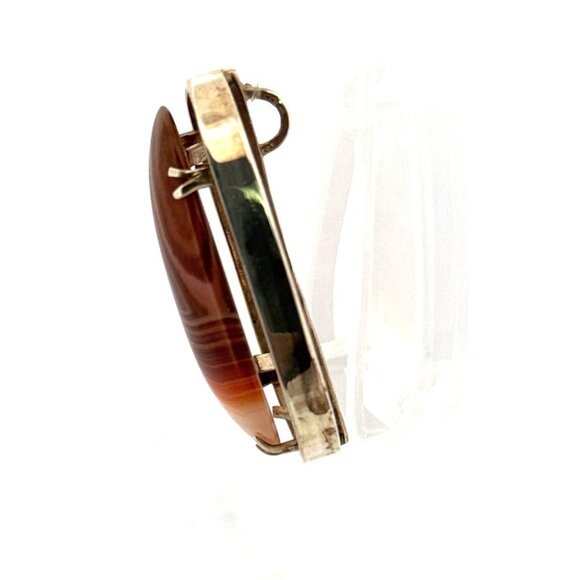 Estate Sterling Silver 925 Large Agate Custom Handmade Pendant, Made in Israel - Picture 4 of 10